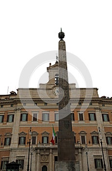 big obelisk in Rome and the Montecitorio Palace