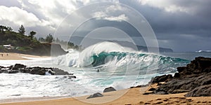 Big Ocean Wave at Waimea Bay Beach photo
