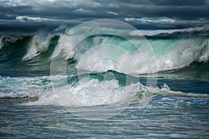 Big ocean waves in Dangerous storm