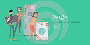 Big Offer in Electronics Store Vector Web Banner