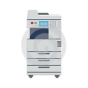 Big Office Multi-function Printer scanner or copier. Office printer icon. Flat color vector illustration.