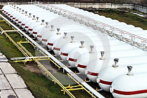Big oil tanks in a refinery