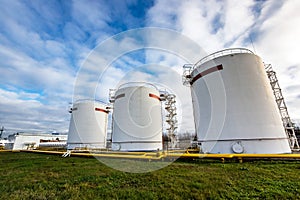 Big oil tanks in a refinery