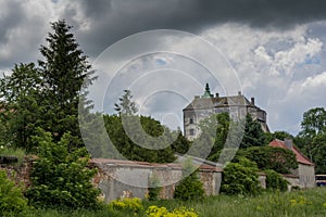 Big old ancient castle on the hill not far from Lviv city