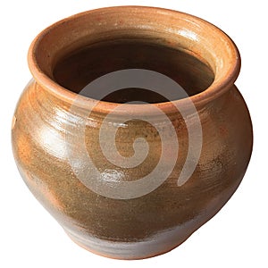 Big old clay pot isolated on a white background