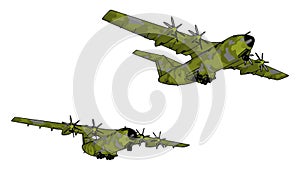 Big old green bomber, illustration, vector