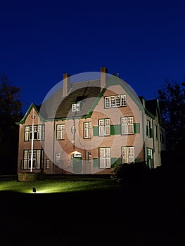 Big old house in Eindhoven at night