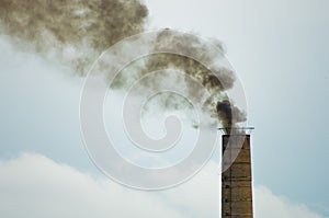 Big old industrial chimney without proper filter is dangerous to people health in big cities like Belgrade