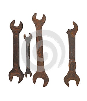 Big old rusty broken wrench and three point wrenches