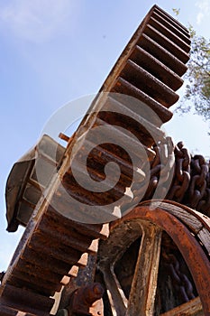 Big old rusty gear heavy industry mechanism chain