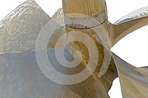 Big old ship propeller on white