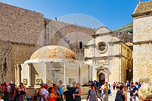 Big Onofrio`s Fountain and St Saviour Church, Dubrovnik, Croatia