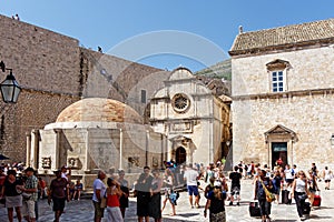 Big Onofrio`s Fountain and St Saviour Church, Dubrovnik, Croatia