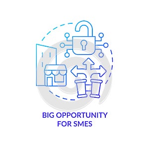 Big opportunity for smes blue gradient concept icon