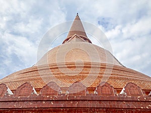 Big orange pagoda and white sky, The largest pagoda, Phra Pathom Chedi Nakhonpathom province Thailand