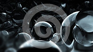 Big organic bubbles close up. 3d rendering molecule. Computer generated background