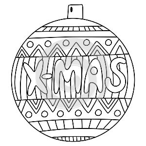 Big ornamental christmas ball coloring page stock vector illustration