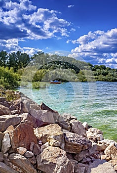 Big otmuchow lake in the hot summer