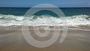 Big Pacific Ocean Waves at Lumahai Beach on Kauai Island, Hawaii.