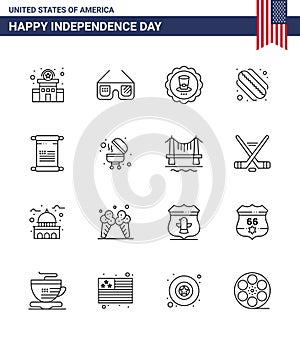 Velký zabalit z 16 spojené státy americké šťastný nezávislost spojené státy americké vektor vedení a upravitelné symboly z americký vyhledejte sklo státy americký 