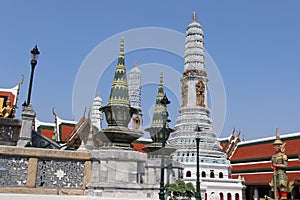 Big pagoda in the temple of Emerald Buddha Wat Phra Kaew. Is worshiped for Thai Buddhists, tourists and people in general.