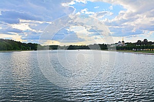 Big Palace Pond in Kuskovo estate in Moscow