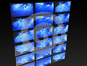 Big panel of TV's