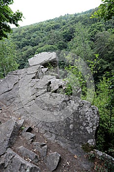 Big panoramic rock, cliff near Alekovi waterfalls. Upper Alekoâ€™s watterfalls in Vitosha mountain