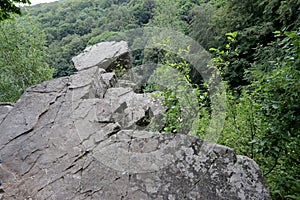 Big panoramic rock, cliff near Alekovi waterfalls. Upper Alekoâ€™s watterfalls in Vitosha mountain