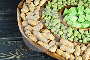 Big party green wasabi peanuts and cheese mix in oriental style