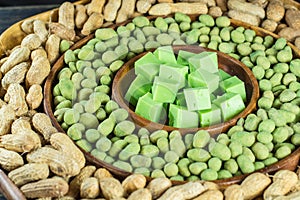 Big party green wasabi peanuts and cheese mix in oriental style