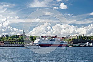 Big passenger liner ship in harbor Djurgarden Stockholm Sweden photo