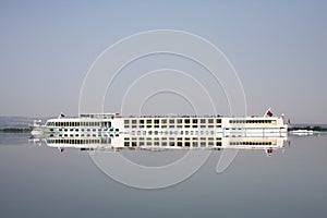 Big passenger ship in a river cruise