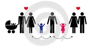 Big patchwork family concept pictogram