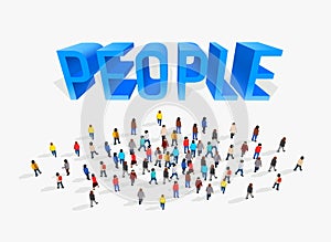 Big people crowd on white background. Vector