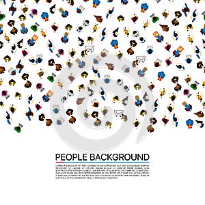 Big people crowd on white background. Vector illustration.