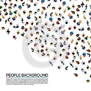 Big people crowd on white background. Vector illustration.