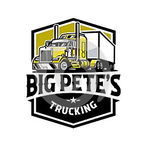 Big Pete Trucking Emblem Logo. Premium Trucking and Freight Company Related Logo Template