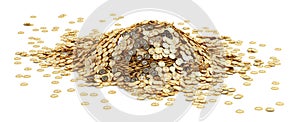 Big pile of golden Bitcoins