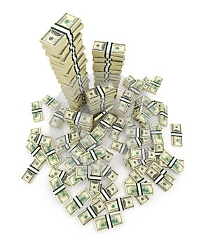 Big pile of the money. Green dollars USA 3D