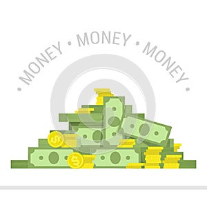 Big pile of money vector illustration.