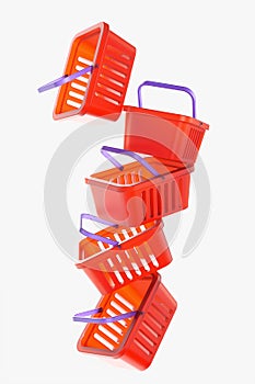 Big pile of shopping carts on a white background
