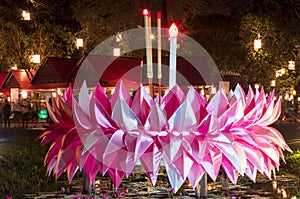 Big pink artificial lotus flower krathong