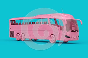 Big Pink Coach Tour Bus Duotone. 3d Rendering