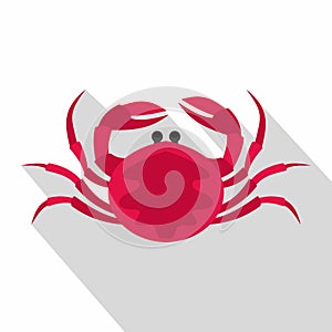 Big pink crab icon, flat style