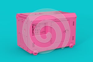 Big Pink Outside Auxiliary Electric Power Generator Diesel Unit for Emergency Use in Duotone Style. 3d Rendering