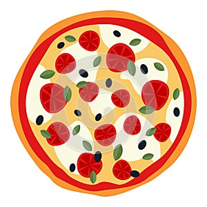 Big Pizza with Cheese & Tomatoes on White photo