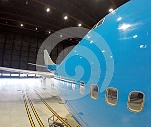 Big plane inside hangar