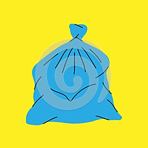 Big plastic bag with wastes. Pile of household waste. Problem globe pollution. Package with garbage