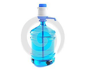 Big plastic barrel, gallon bottle with a handle for office water cooler. 3D render, isolated on white background